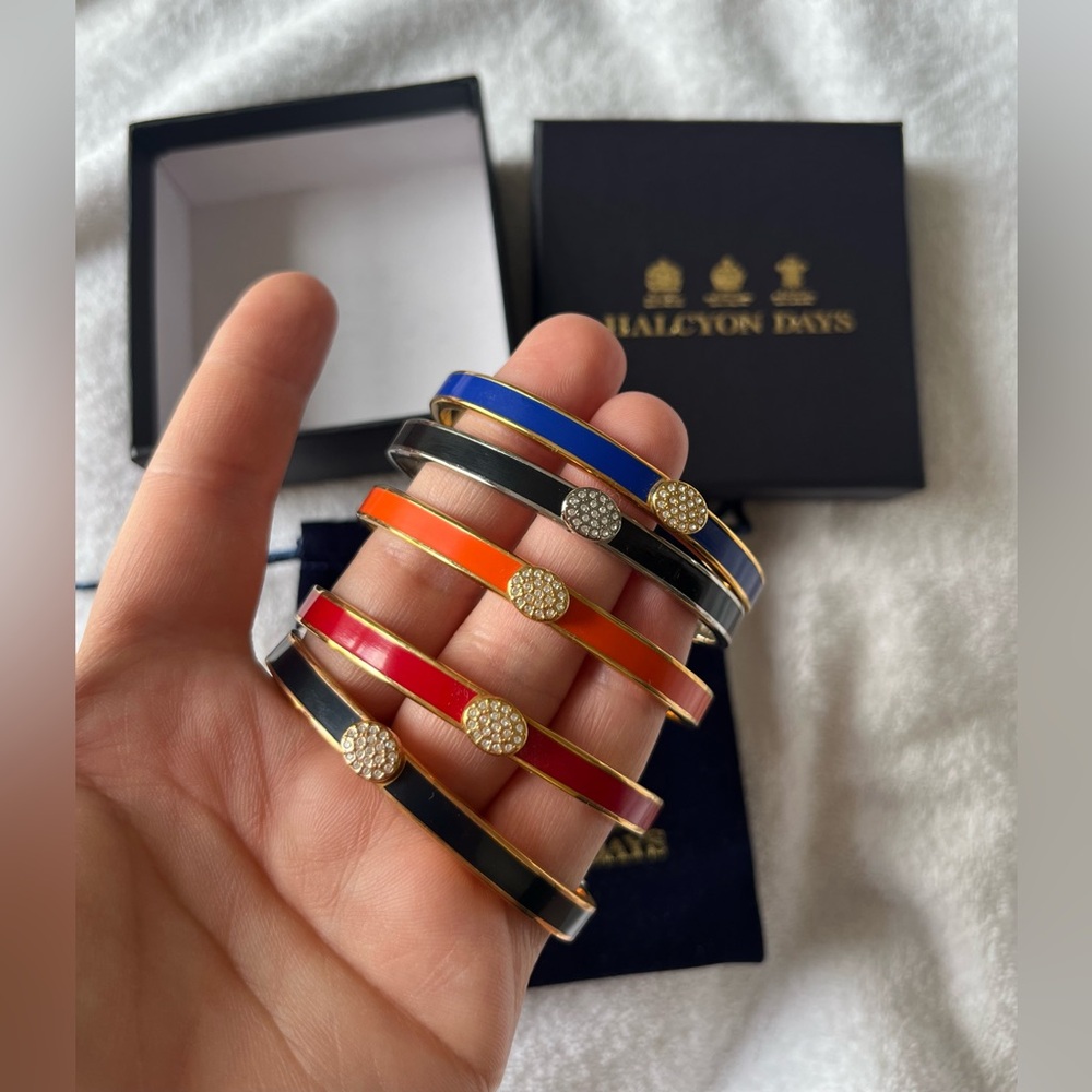(ONE) Halcyon Days Enamel Stacking Bangle Bracelet ONE ONLY